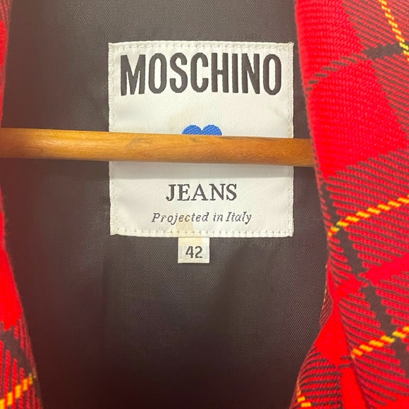 RARE Vintage red plaid Moschino Jeans blazer! - Picture 3 of 3